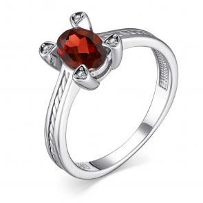 Серебряное кольцо АЛЬКОР с фианитом и гранатом 01-4003/00ГР-00 фото