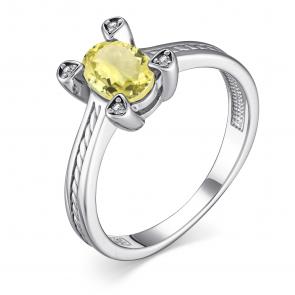 Серебряное кольцо АЛЬКОР с фианитом и кварцем 01-4003/00КЛ-00 фото