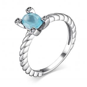 Серебряное кольцо АЛЬКОР с фианитом и агатом 01-4004/00ГА-00 фото