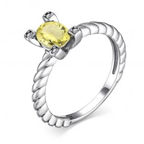 Серебряное кольцо АЛЬКОР с фианитом и кварцем 01-4004/00КЛ-00 фото