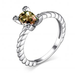 Серебряное кольцо АЛЬКОР с фианитом и султанитом 01-4004/00СТ-00 фото