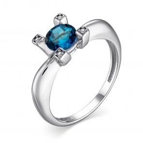 Серебряное кольцо АЛЬКОР с фианитом и Лондон топазом 01-4005/0НСЛ-00 фото