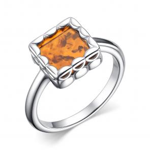 Серебряное кольцо АЛЬКОР с янтарём 01-4026/0ЯНТ-00 фото