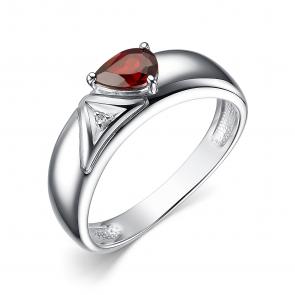 Серебряное кольцо АЛЬКОР с бриллиантом и гранатом 01-4035/БРГР-00 фото