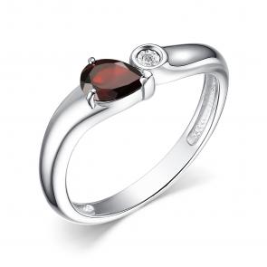 Серебряное кольцо АЛЬКОР с бриллиантом и гранатом 01-4036/БРГР-00 фото