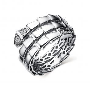 Серебряное кольцо Символ года Змея АЛЬКОР с фианитом 01-4051/00КЦ-00 фото