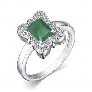 Серебряное кольцо АЛЬКОР с фианитом и агатом 01-4060/00АГ-00 фото