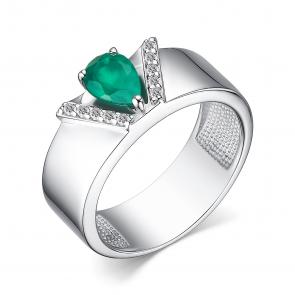 Серебряное кольцо АЛЬКОР с фианитом и агатом 01-4061/00АГ-00 фото