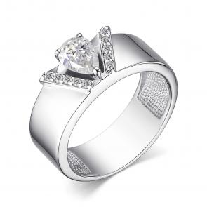 Серебряное кольцо АЛЬКОР с фианитом и горным хрусталём 01-4061/00ГХ-00 фото