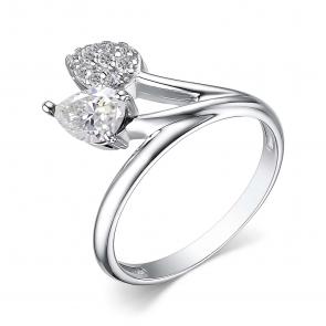 Серебряное кольцо АЛЬКОР с фианитом и горным хрусталём 01-4062/00ГХ-00 фото