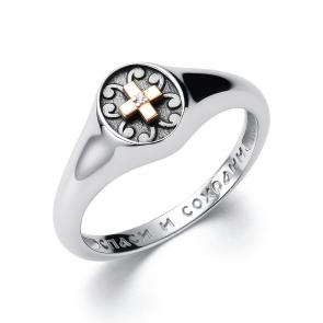 Серебряное кольцо АЛЬКОР с золотой накладкой и бриллиантом 01-4093/000Б-17 фото