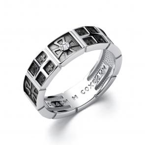 Кольцо из черненого серебра АЛЬКОР с бриллиантом 01-4095/000Б-17 фото