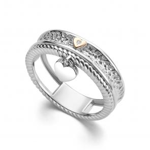 Серебряное кольцо АЛЬКОР с золотой накладкой и бриллиантом 01-4106/000Б-00 фото