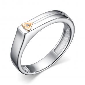 Серебряное кольцо Алькор с золотой накладкой и бриллиантом 01-4124/000Б-00 фото