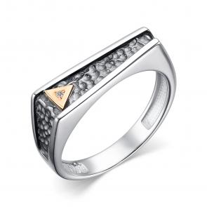 Серебряое кольцо АЛЬКОР с золотой накладкой и бриллиантом 01-4126/000Б-17 фото