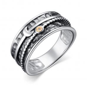 Серебряное кольцо АЛЬКОР с золотой накладкой и бриллиантом 01-4128/000Б-17 фото