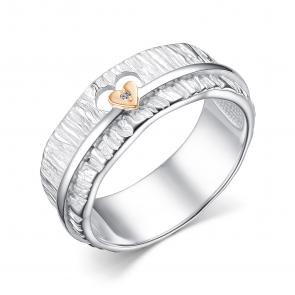 Серебряное кольцо АЛЬКОР с золотой накладкой и бриллиантом 01-4129/000Б-00 фото