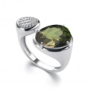 Серебряное кольцо АЛЬКОР с фианитом и ювелирным кристаллом 01-4166/0ЮСТ-00 фото