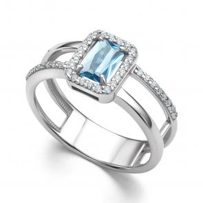 Серебряное кольцо АЛЬКОР с топазом и фианитом 01-4218/00ТБ-00 фото