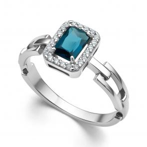 Серебряное кольцо АЛЬКОР с фианитом и Лондон топазом 01-4218/0НСЛ-00 фото