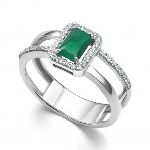 Серебряное кольцо АЛЬКОР с фианитом и агатом 01-4219/00АГ-00 фото