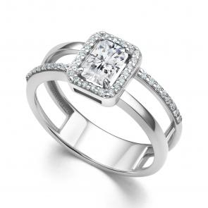 Серебряное кольцо АЛЬКОР с фианитом и горным хрусталём 01-4219/00ГХ-00 фото