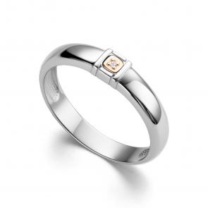 Серебряное кольцо АЛЬКОР с золотой накладкой и бриллиантом 01-4222/000Б-00 фото