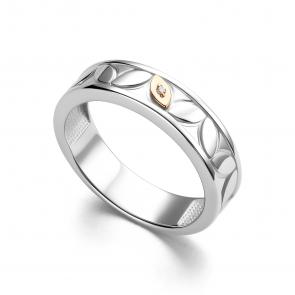 Серебряное кольцо АЛЬКОР с золотой накладкой и бриллиантом 01-4226/000Б-00 фото
