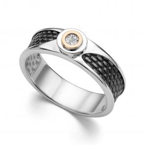 Серебряное кольцо Алькор с золотой накладкой и бриллиантом 01-4238/000Б-17 фото