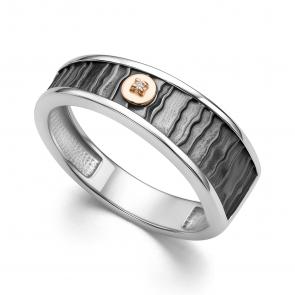 Серебряное кольцо АЛЬКОР с золотой накладкой и бриллиантом 01-4240/000Б-17 фото
