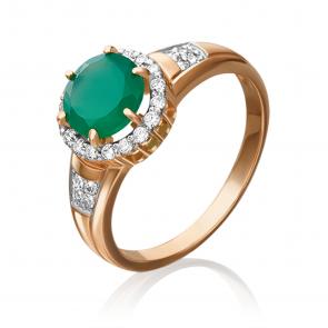 Золотое кольцо Platina с фианитом и халцедоном 01-4253-00-275-1110-47 фото