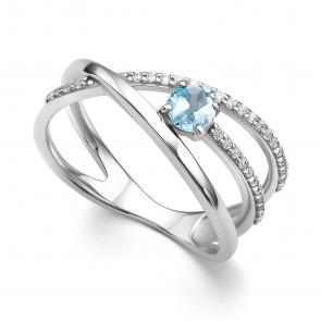 Серебряное кольцо АЛЬКОР с топазом и фианитом 01-4288/00ТБ-00 фото