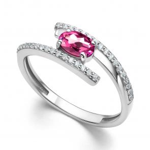 Серебряное кольцо АЛЬКОР с топазом и фианитом 01-4289/00ТР-00 фото