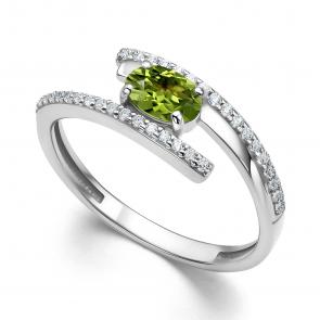 Серебряное кольцо АЛЬКОР с фианитом и хризолитом 01-4289/00ХР-00 фото