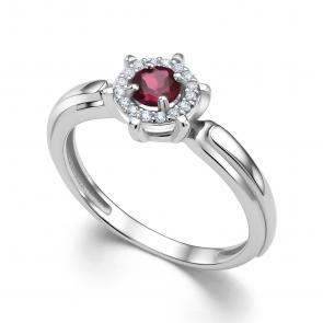 Серебряное кольцо АЛЬКОР с фианитом и родолитом 01-4290/00РД-00 фото