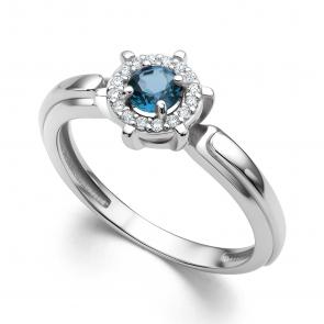 Серебряное кольцо АЛЬКОР с фианитом и Лондон топазом 01-4290/00ТЛ-00 фото