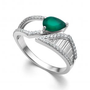 Серебряное кольцо АЛЬКОР с фианитом и агатом 01-4291/00АГ-00 фото