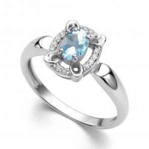 Серебряное кольцо АЛЬКОР с топазом и фианитом 01-4292/00ТБ-00 фото