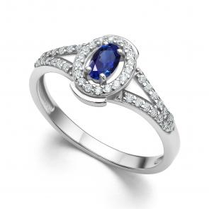 Серебряное кольцо АЛЬКОР с фианитом и гидротермальным сапфиром 01-4293/0ГТС-00 фото