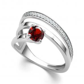 Серебряное кольцо АЛЬКОР с фианитом и гранатом 01-4294/00ГР-00 фото