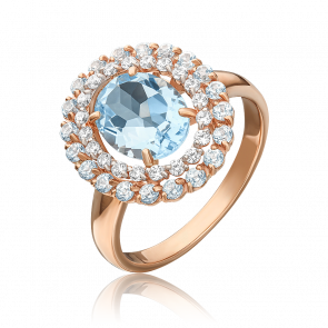 Золотое кольцо Platina с топазом и фианитом 01-4300-00-207-1110-46 фото