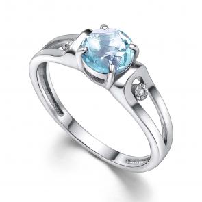 Серебряное кольцо АЛЬКОР с топазом и бриллиантом 01-4342/БРТБ-00 фото