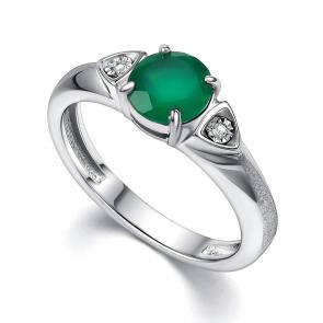 Серебряное кольцо АЛЬКОР с бриллиантом и агатом 01-4343/БРАГ-00 фото