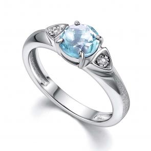 Серебряное кольцо АЛЬКОР с топазом и бриллиантом 01-4343/БРТБ-00 фото