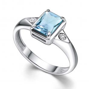 Серебряное кольцо АЛЬКОР с топазом и бриллиантом 01-4344/БРТБ-00 фото