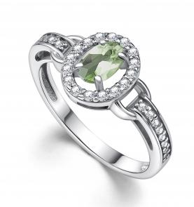 Серебряное кольцо АЛЬКОР с фианитом и празиолитом 01-4356/000П-00 фото