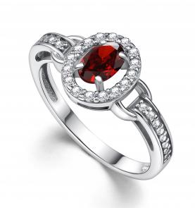 Серебряное кольцо АЛЬКОР с фианитом и гранатом 01-4356/00ГР-00 фото