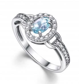 Серебряное кольцо АЛЬКОР с топазом и фианитом 01-4356/00ТБ-00 фото