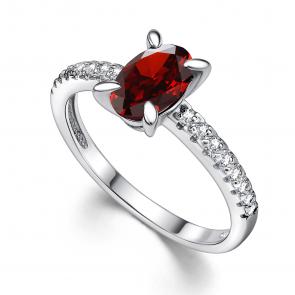 Серебряное кольцо АЛЬКОР с фианитом и гранатом 01-4357/00ГР-00 фото