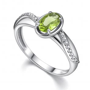 Серебряное кольцо АЛЬКОР с фианитом и хризолитом 01-4359/00ХР-00 фото